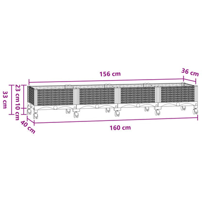 Vaso da Giardino con Ruote Blu Grigio 160 x 40 x 33 cm PP | homemem39