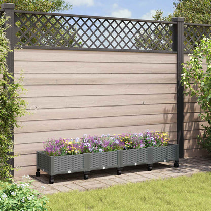 Vaso da Giardino con Ruote Grigio Chiaro 160 x 40 x 33 cm PP | homemem39