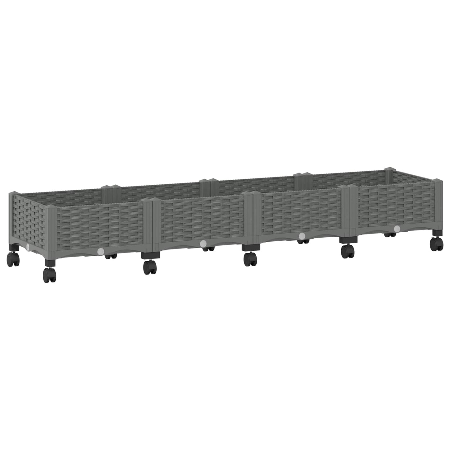 Vaso da Giardino con Ruote Grigio Chiaro 160 x 40 x 33 cm PP | homemem39