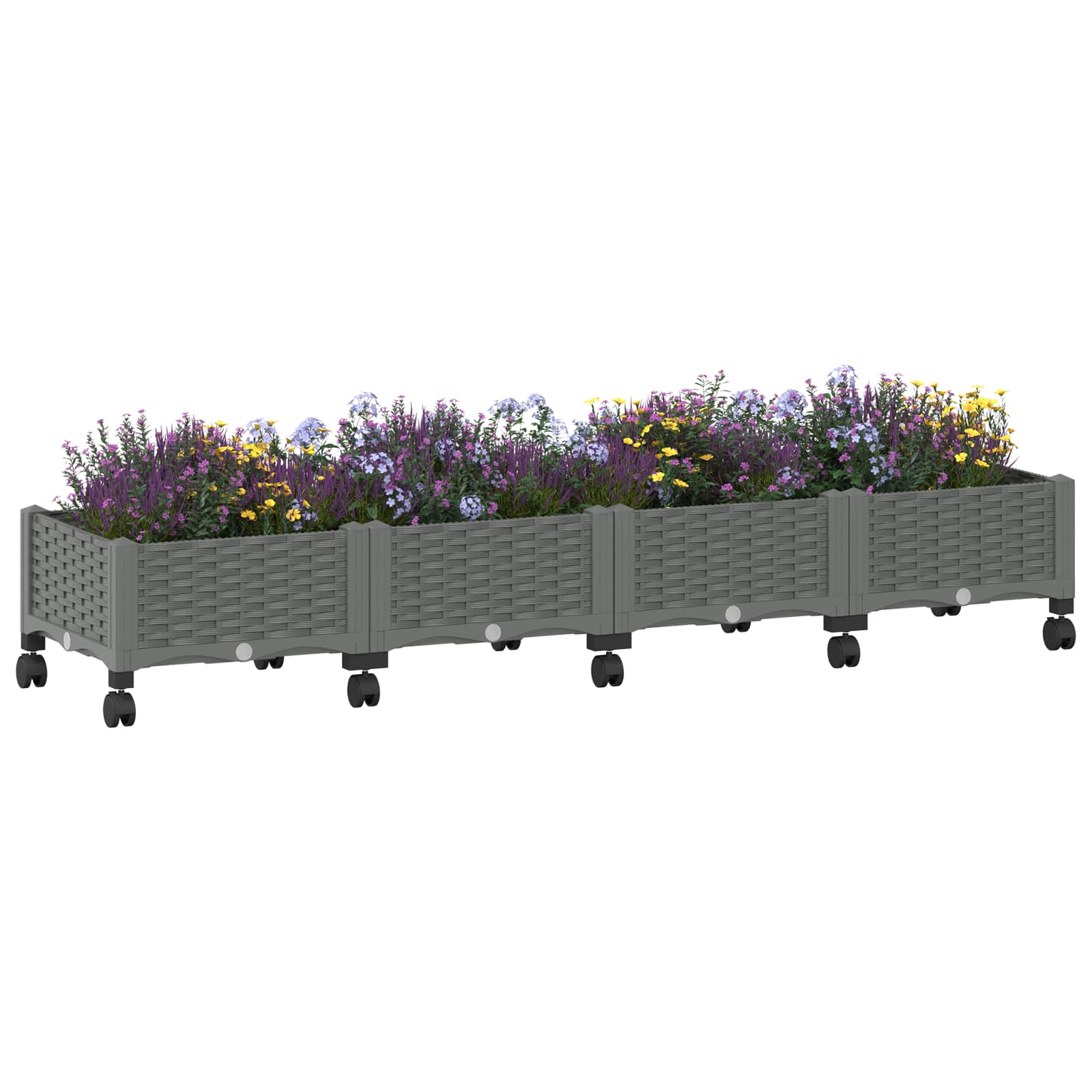 Vaso da Giardino con Ruote Grigio Chiaro 160 x 40 x 33 cm PP | homemem39