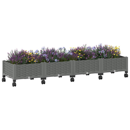 Vaso da Giardino con Ruote Grigio Chiaro 160 x 40 x 33 cm PP | homemem39