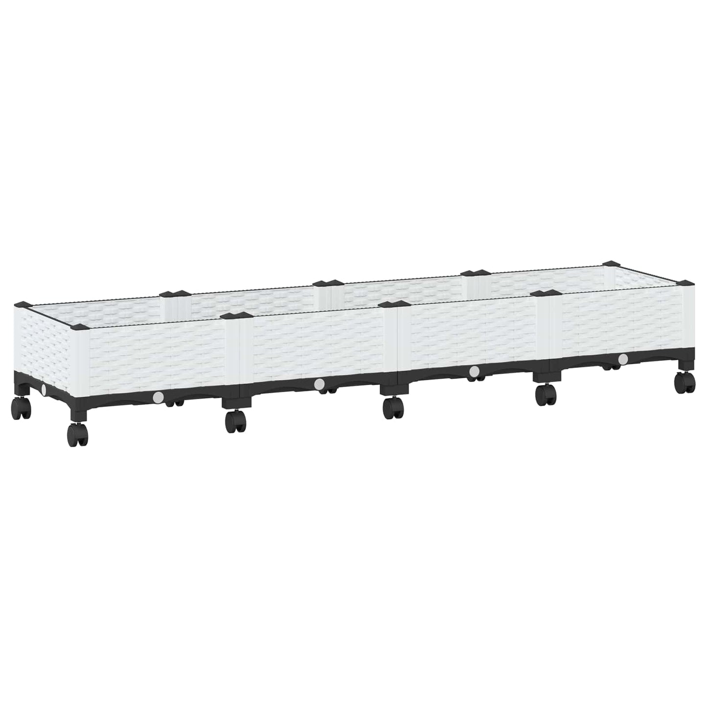 Vaso da Giardino con Ruote Bianco 160 x 40 x 33 cm PP | homemem39