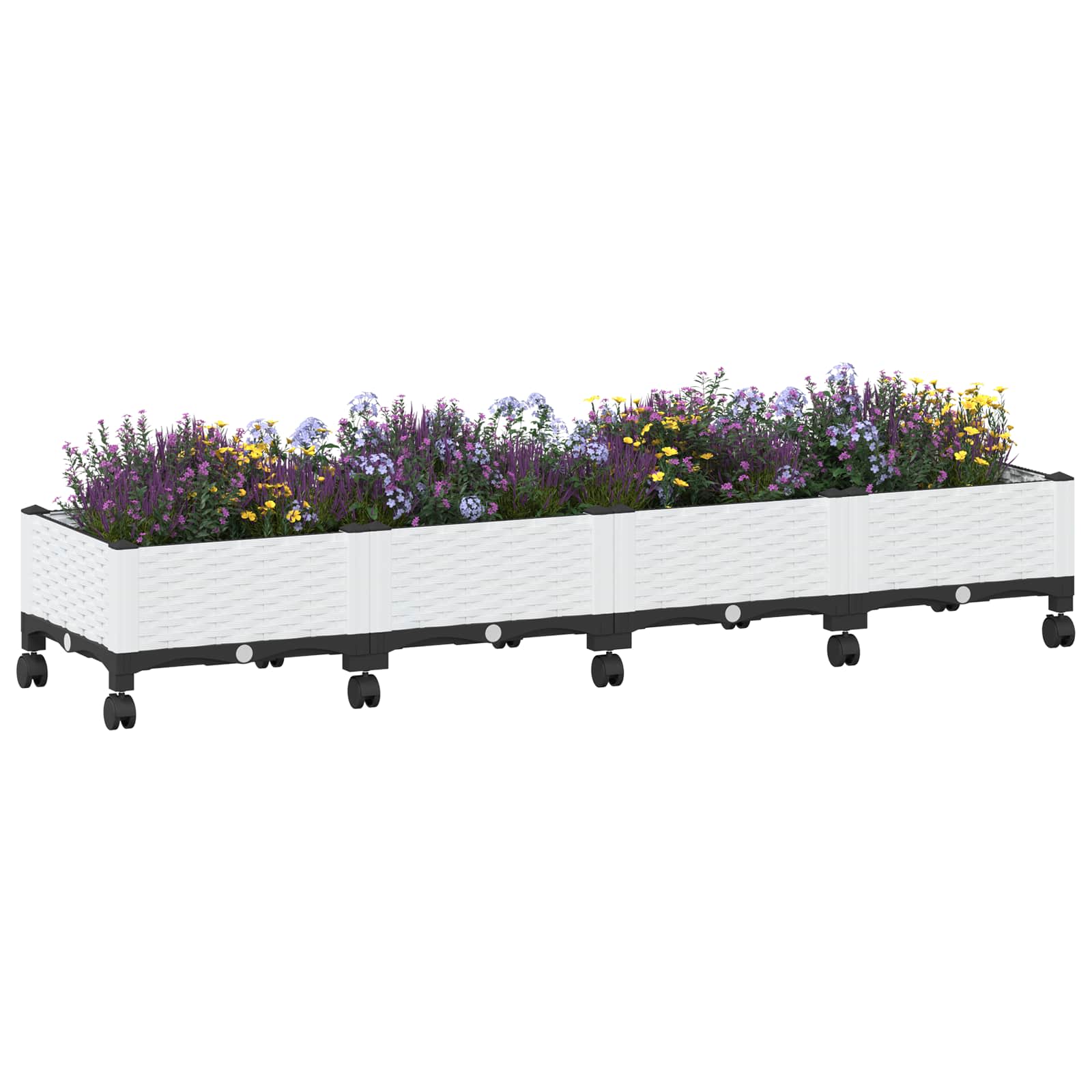 Vaso da Giardino con Ruote Bianco 160 x 40 x 33 cm PP | homemem39