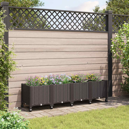Vaso da Giardino con Ruote Marrone 160 x 40 x 44 cm PP | homemem39