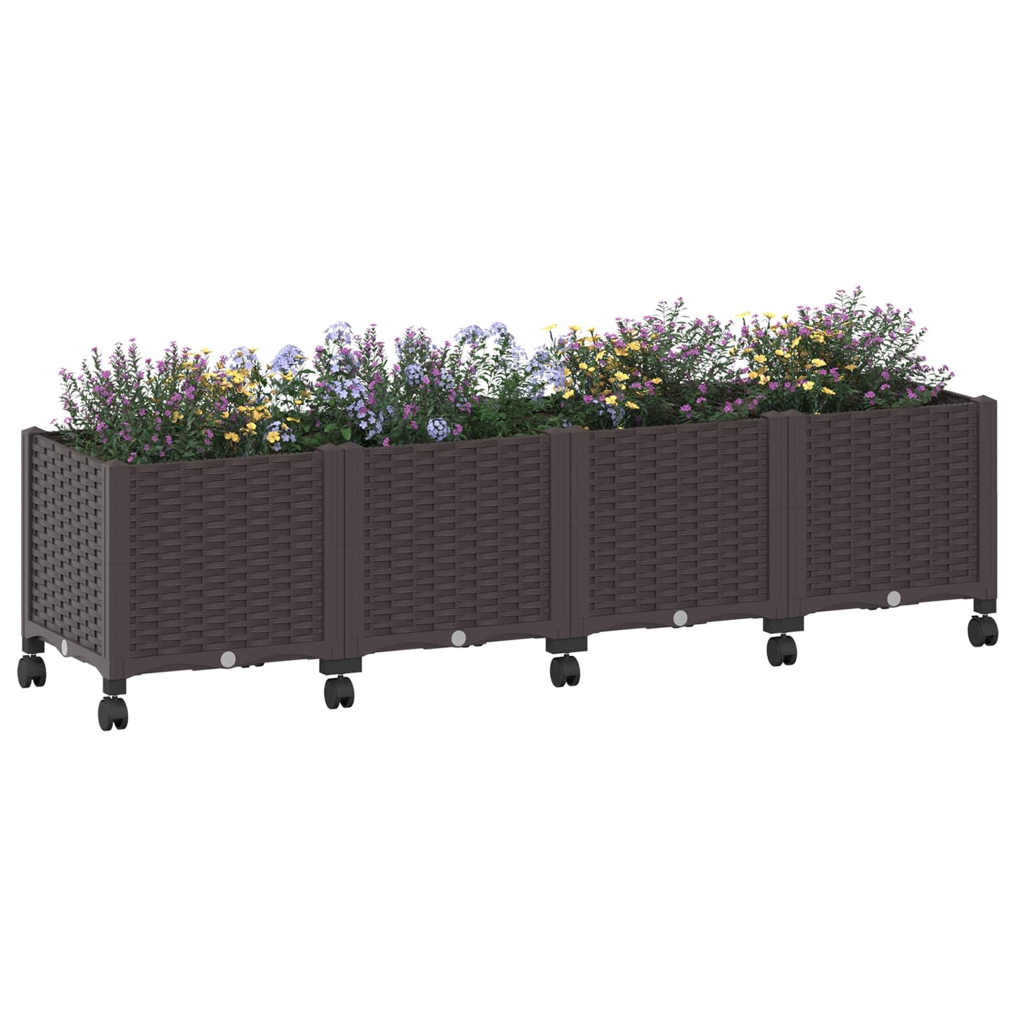 Vaso da Giardino con Ruote Marrone 160 x 40 x 44 cm PP | homemem39