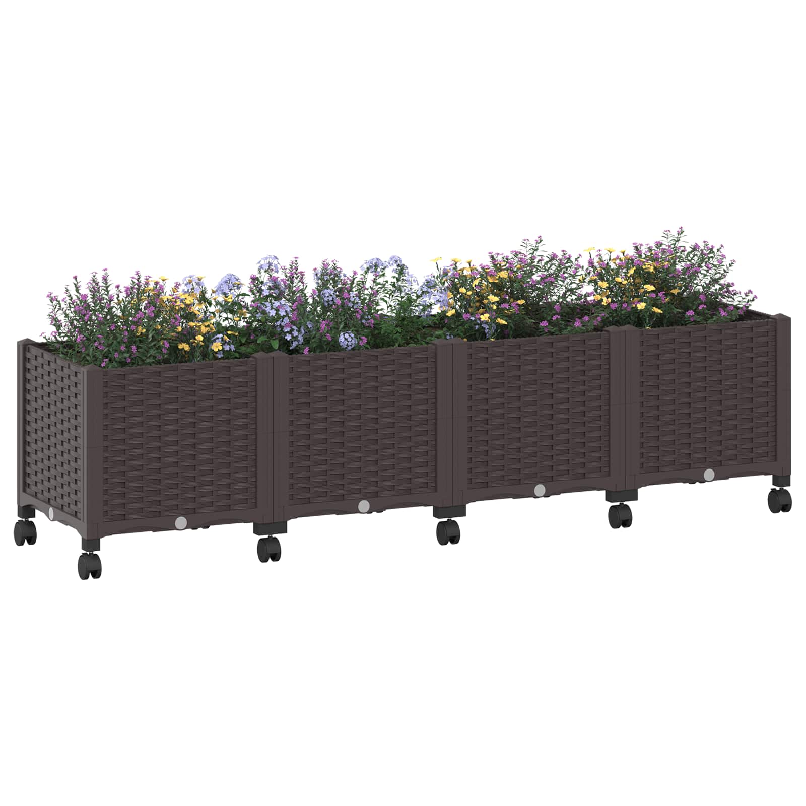 Vaso da Giardino con Ruote Marrone 160 x 40 x 44 cm PP | homemem39