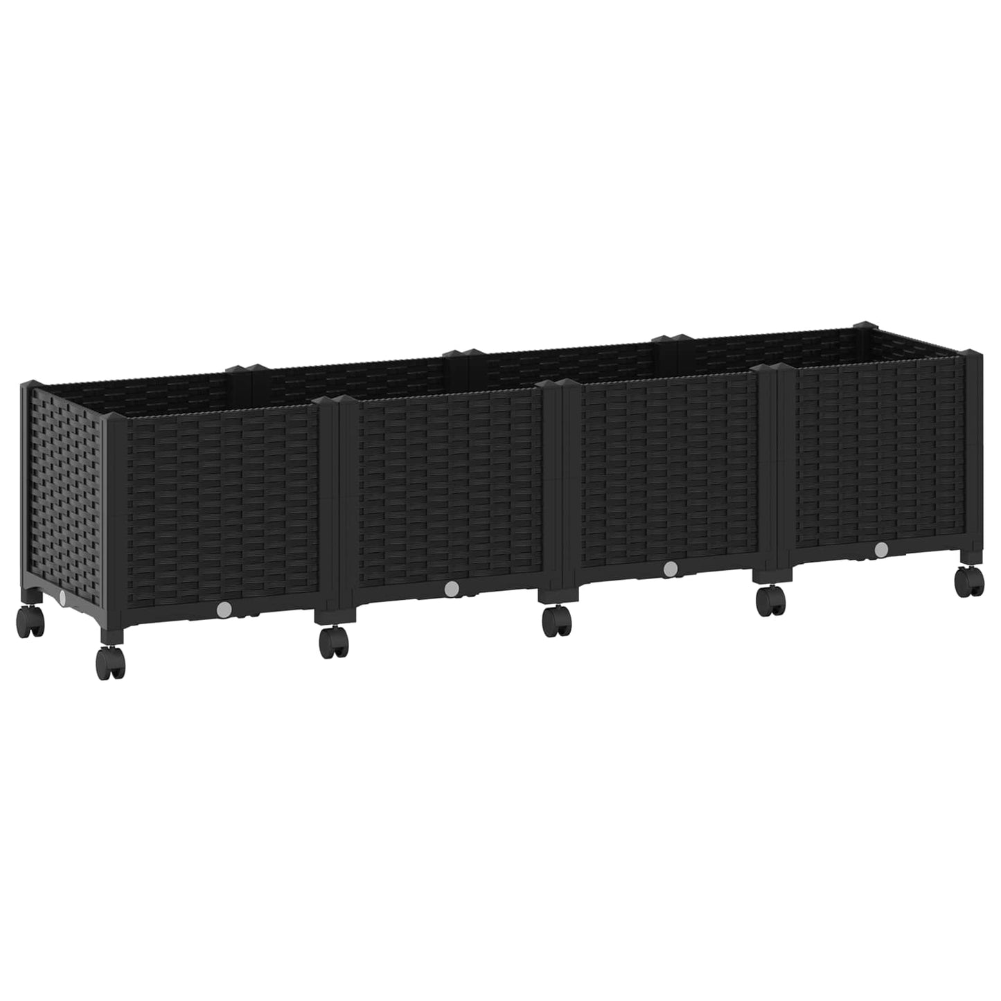 Vaso da Giardino con Ruote Nero 160 x 40 x 44 cm PP | homemem39