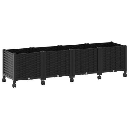 Vaso da Giardino con Ruote Nero 160 x 40 x 44 cm PP | homemem39