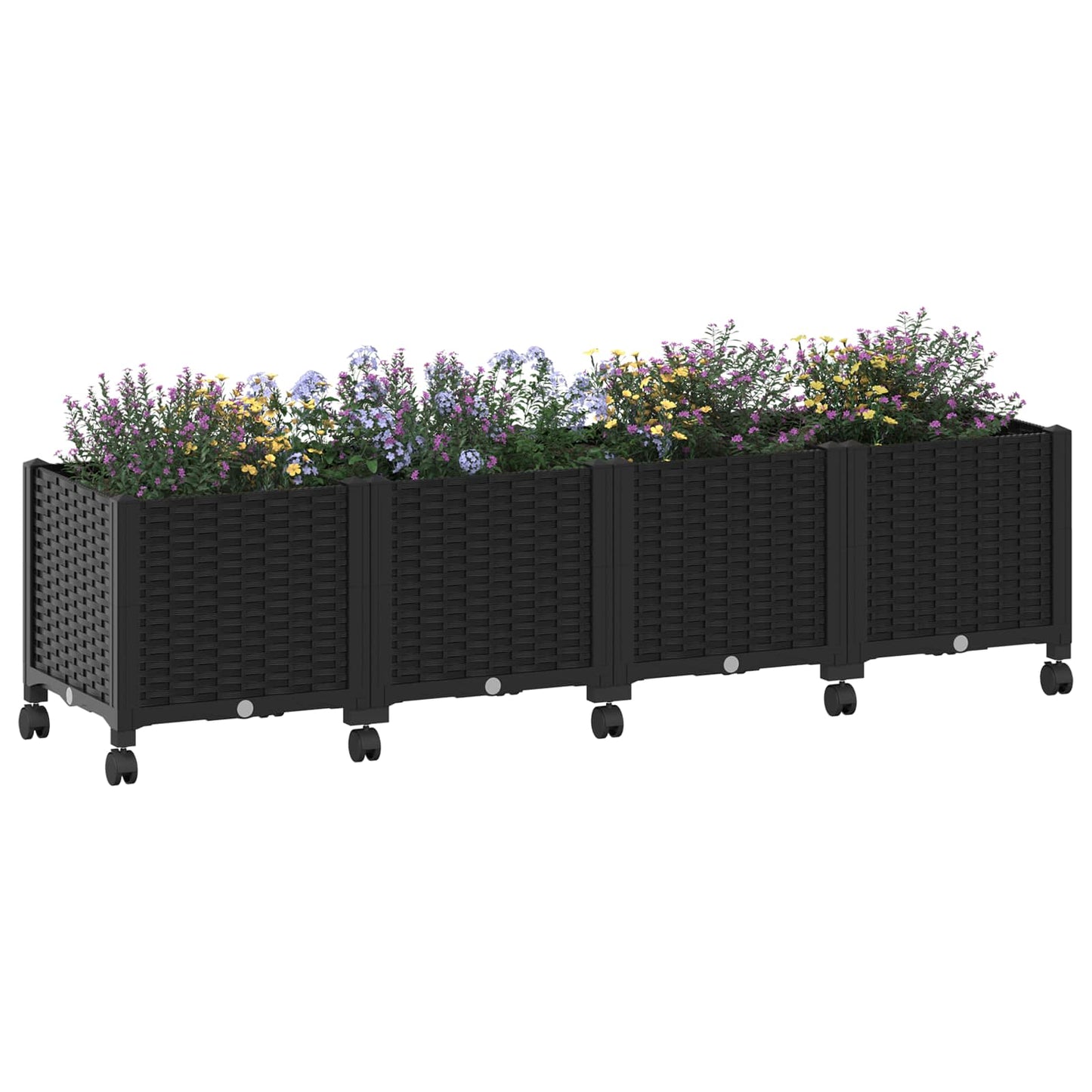 Vaso da Giardino con Ruote Nero 160 x 40 x 44 cm PP | homemem39