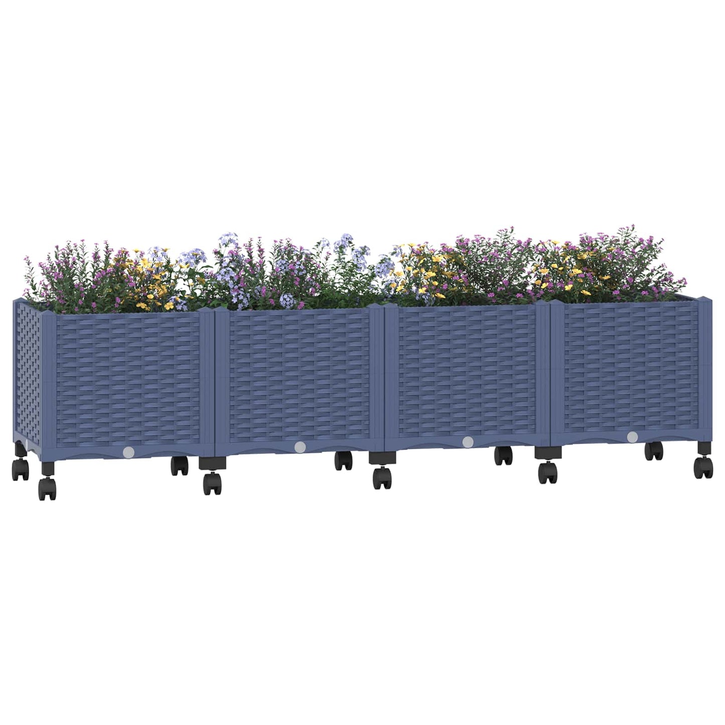 Vaso da Giardino con Ruote Blu Grigio 160 x 40 x 48 cm PP | homemem39