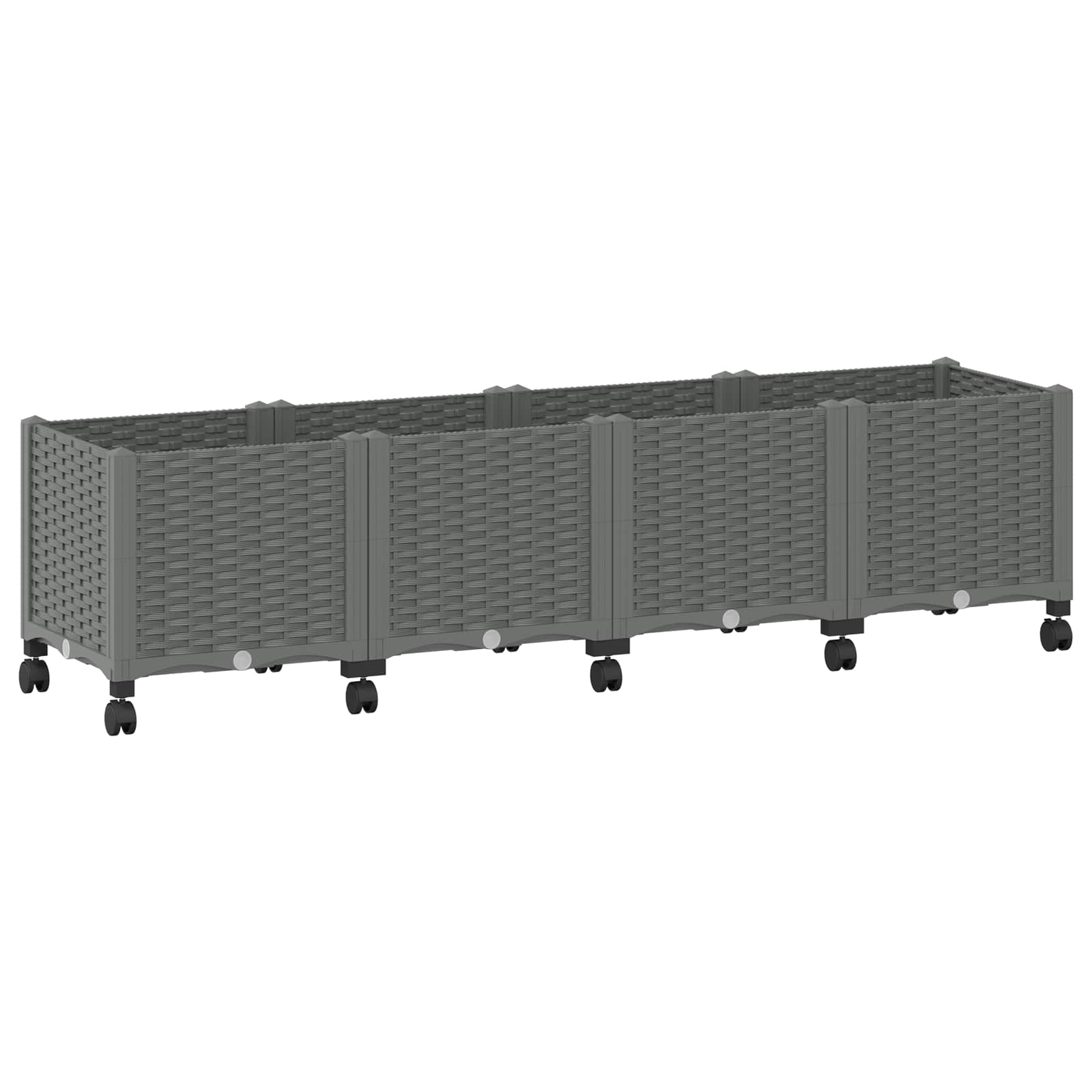 Vaso da Giardino con Ruote Grigio Chiaro 160 x 40 x 48 cm PP | homemem39