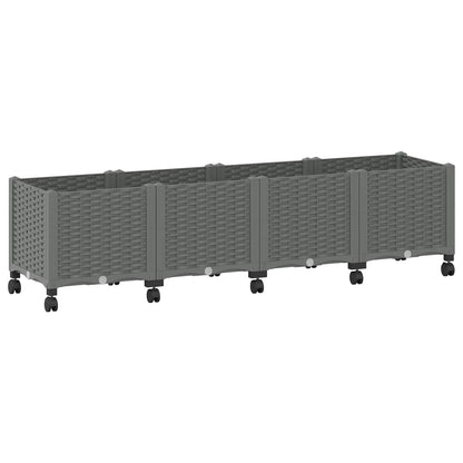 Vaso da Giardino con Ruote Grigio Chiaro 160 x 40 x 48 cm PP | homemem39