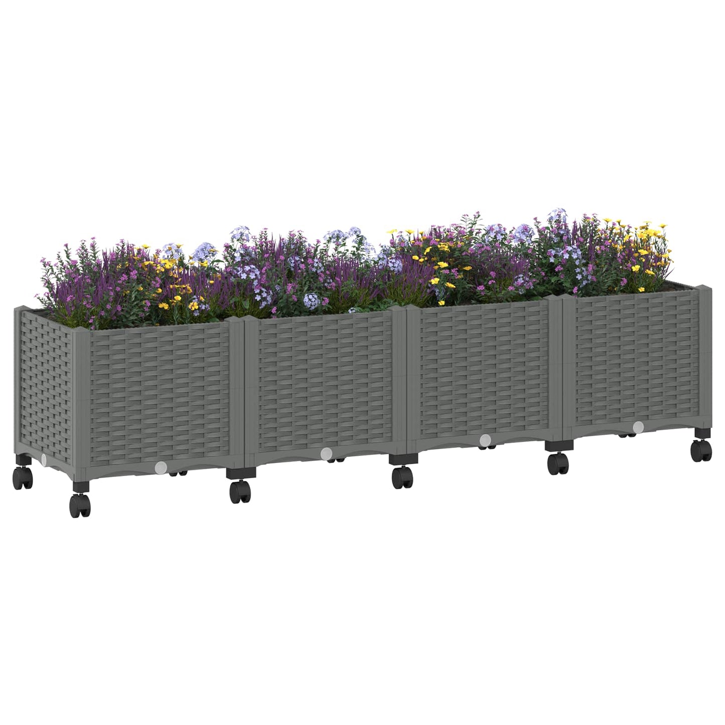 Vaso da Giardino con Ruote Grigio Chiaro 160 x 40 x 48 cm PP | homemem39