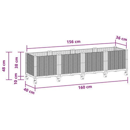 Vaso da Giardino con Ruote Grigio Chiaro 160 x 40 x 48 cm PP | homemem39