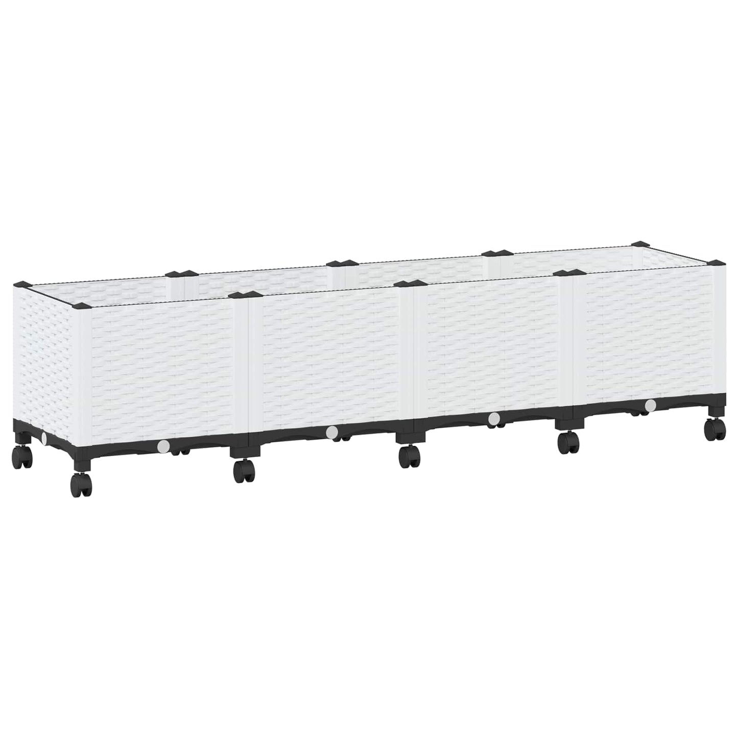 Vaso da Giardino con Ruote Bianco 160 x 40 x 48 cm PP | homemem39