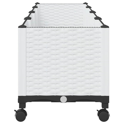 Vaso da Giardino con Ruote Bianco 160 x 40 x 48 cm PP | homemem39