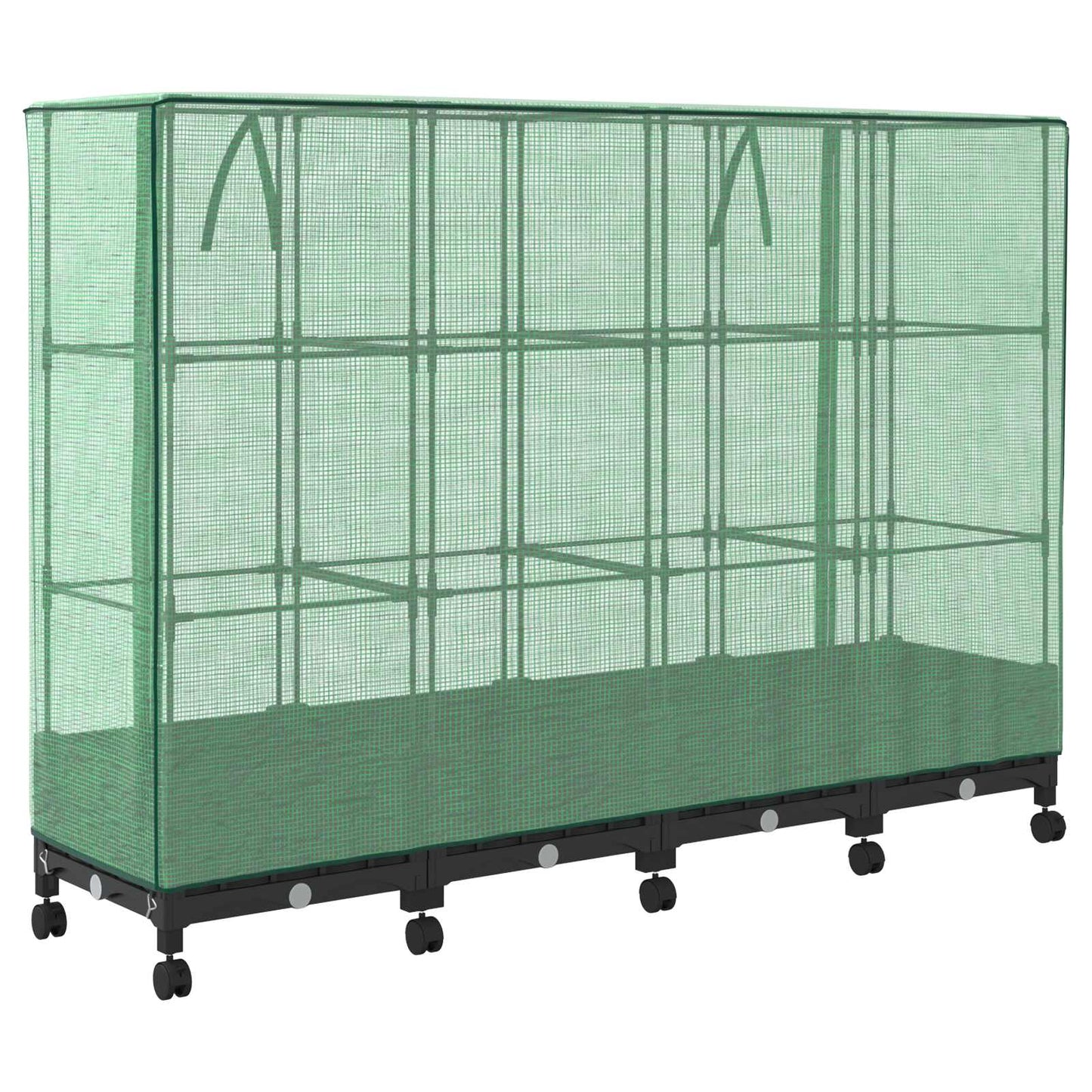 Vaso da Giardino con Copertura per Serra e Ruote 4 pz Nero PP | homemem39