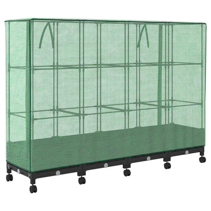 Vaso da Giardino con Copertura per Serra e Ruote 4 pz Nero PP | homemem39