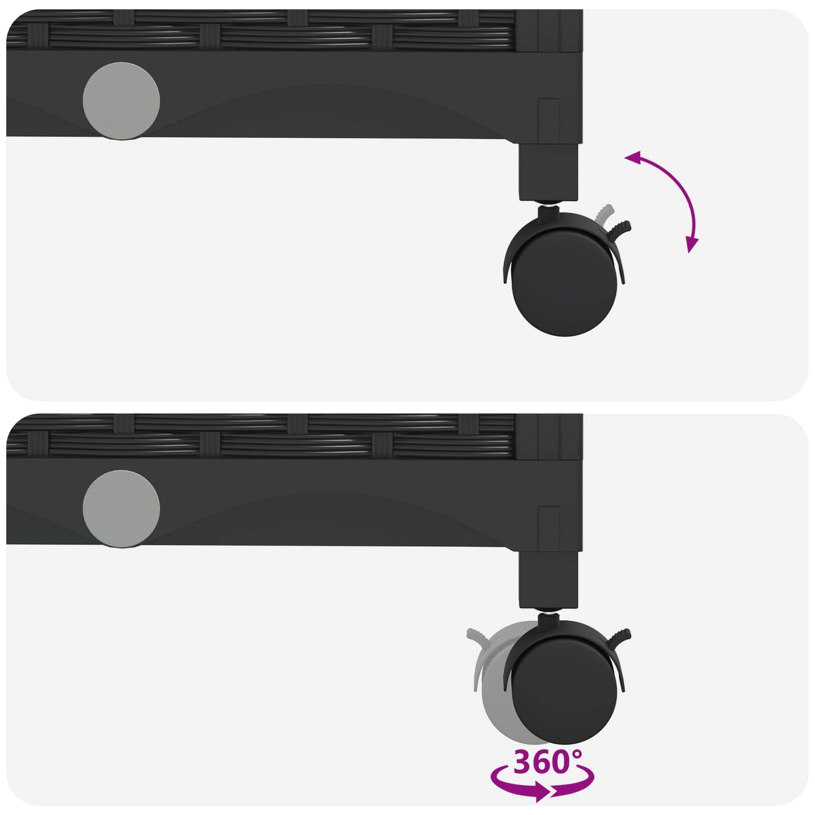 Vaso da Giardino con Copertura per Serra e Ruote 4 pz Nero PP | homemem39