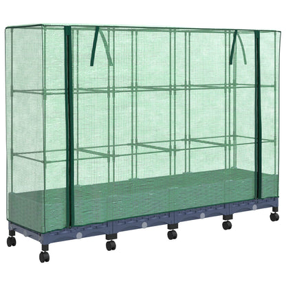 Vaso da Giardino con Copertura per Serra e Ruote 4 pz PP | homemem39