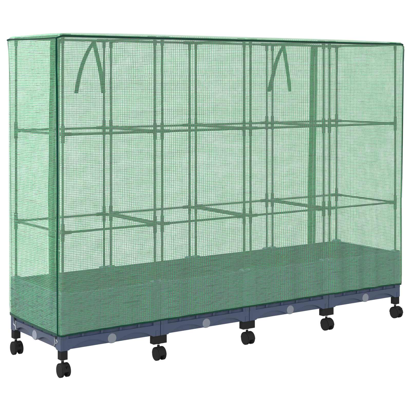 Vaso da Giardino con Copertura per Serra e Ruote 4 pz PP | homemem39