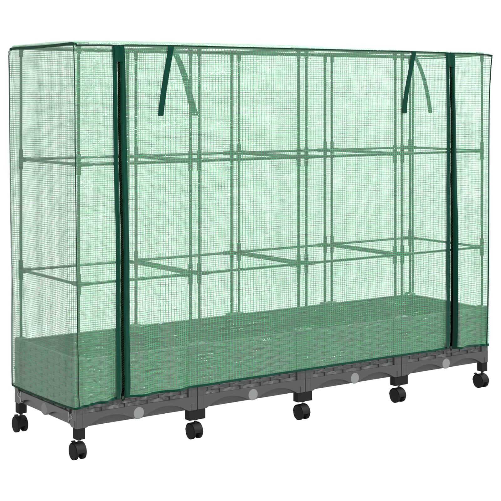 Vaso da Giardino con Copertura per Serra e Ruote 4 pz PP | homemem39