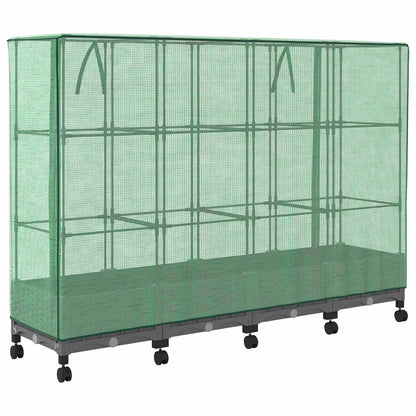 Vaso da Giardino con Copertura per Serra e Ruote 4 pz PP | homemem39