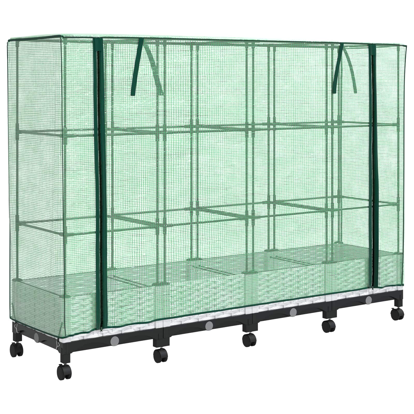 Vaso da Giardino con Copertura per Serra e Ruote 4 pz Bianco PP | homemem39