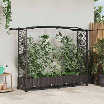 Letto Rialzato con Griglia e Tetto Marrone 207 x 40 x 129 cm PP | homemem39