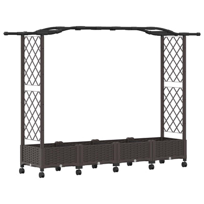 Letto Rialzato con Griglia e Tetto Marrone 207 x 40 x 129 cm PP | homemem39