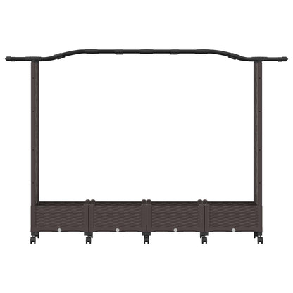 Letto Rialzato con Griglia e Tetto Marrone 207 x 40 x 129 cm PP | homemem39