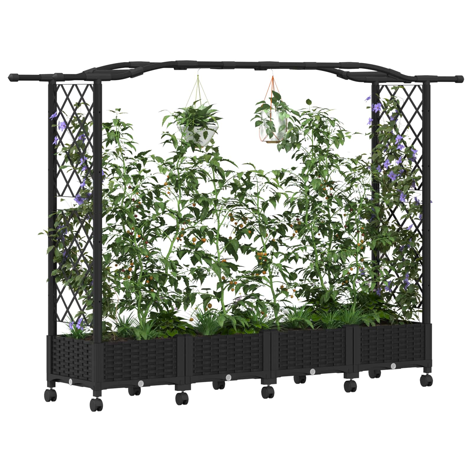 Letto Rialzato con Griglia e Tetto Nero 207 x 40 x 129 cm PP | homemem39