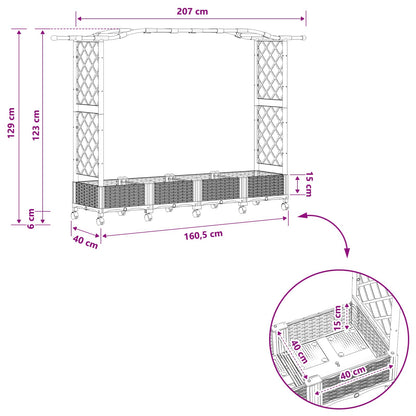 Letto Rialzato con Griglia e Tetto Nero 207 x 40 x 129 cm PP | homemem39