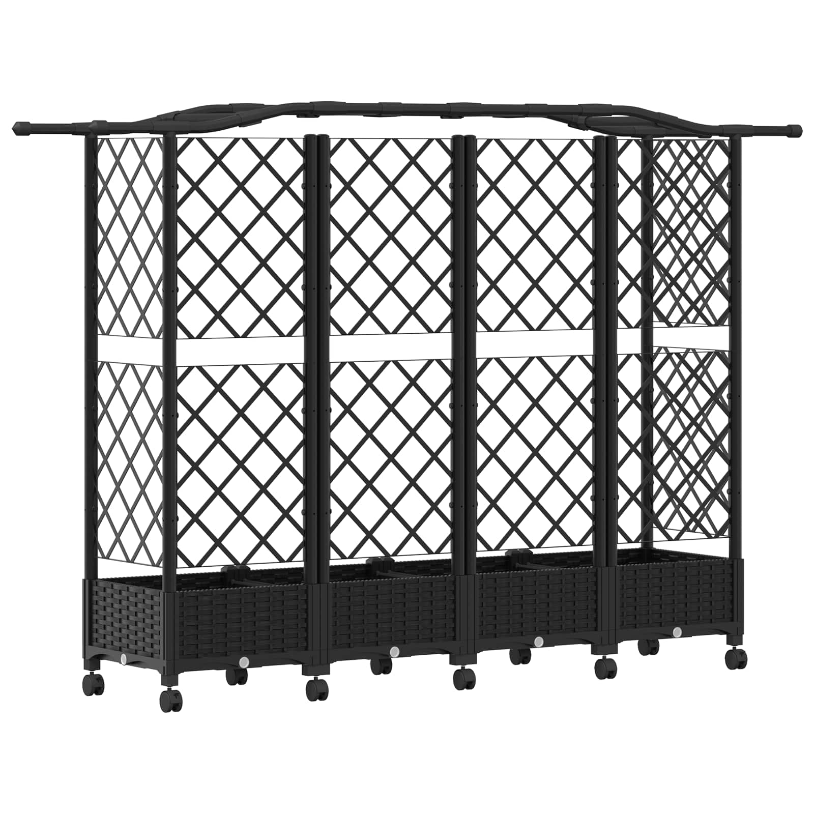 Letto Rialzato con Griglia e Tetto Nero 203,5 x 40 x 129 cm PP | homemem39