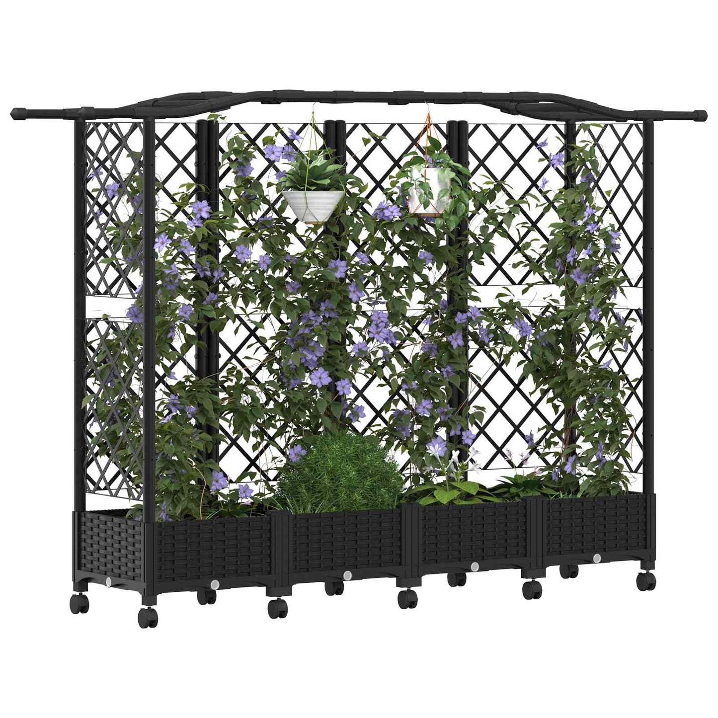 Letto Rialzato con Griglia e Tetto Nero 203,5 x 40 x 129 cm PP | homemem39