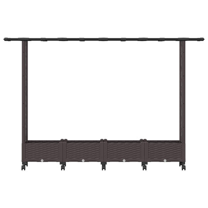 Letto Rialzato con Griglia e Tetto Marrone 203 x 40 x 127 cm PP | homemem39