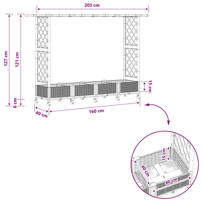 Letto Rialzato con Griglia e Tetto Marrone 203 x 40 x 127 cm PP | homemem39