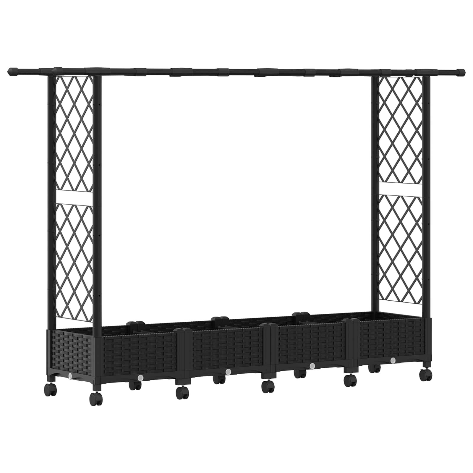 Letto Rialzato con Griglia e Tetto Nero 203 x 40 x 127 cm PP | homemem39