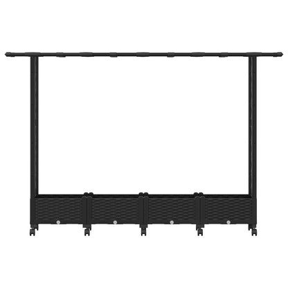 Letto Rialzato con Griglia e Tetto Nero 203 x 40 x 127 cm PP | homemem39