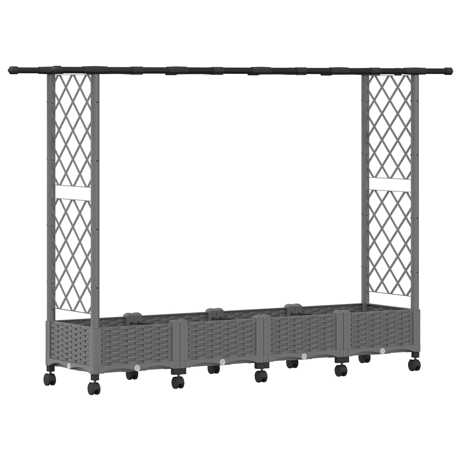 Letto Rialzato con Griglia e Tetto Grigio Chiaro PP | homemem39