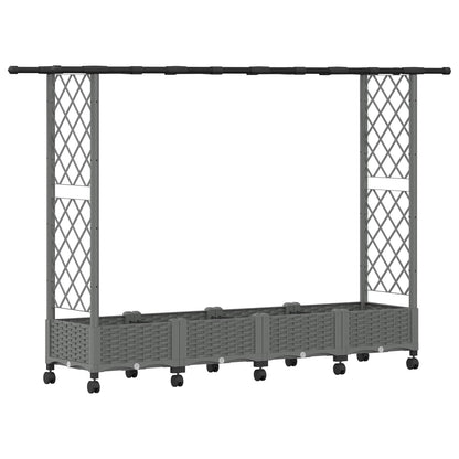 Letto Rialzato con Griglia e Tetto Grigio Chiaro PP | homemem39