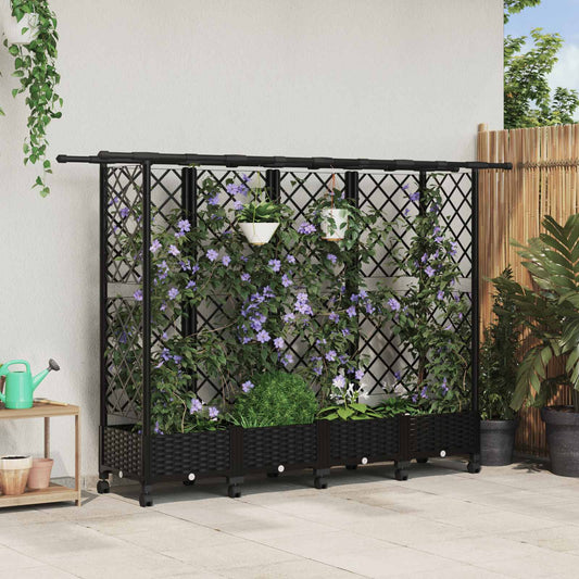 Letto Rialzato con Griglia e Tetto Nero 202,5 x 40 x 127 cm PP | homemem39