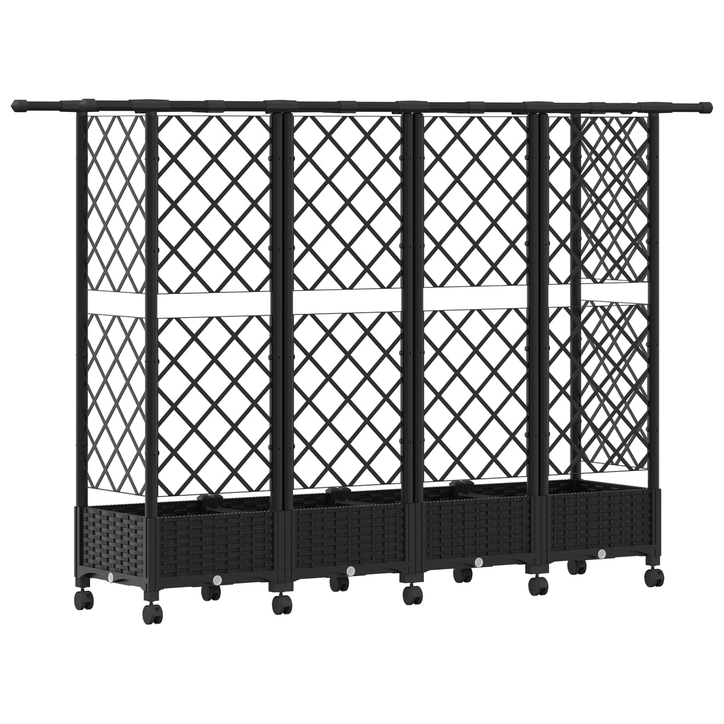 Letto Rialzato con Griglia e Tetto Nero 202,5 x 40 x 127 cm PP | homemem39