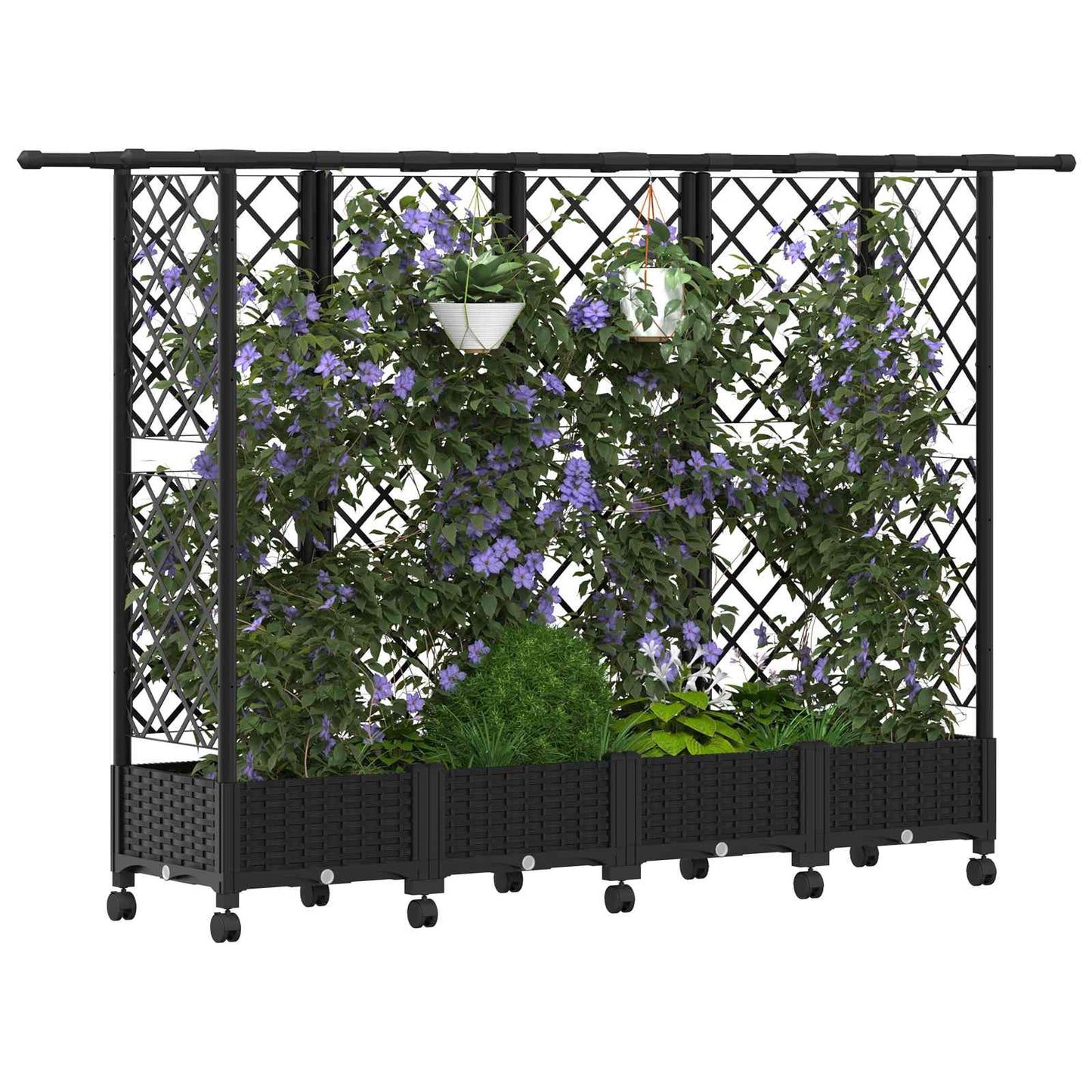 Letto Rialzato con Griglia e Tetto Nero 202,5 x 40 x 127 cm PP | homemem39