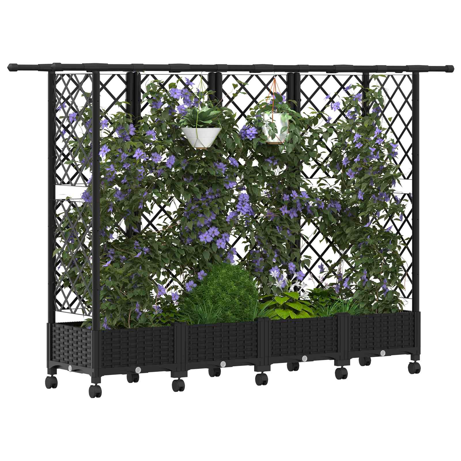 Letto Rialzato con Griglia e Tetto Nero 202,5 x 40 x 127 cm PP | homemem39