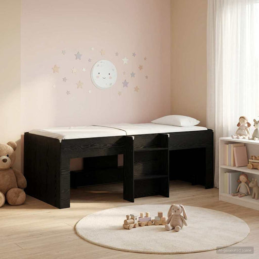 Letto Alto per Bambini Rovere Nero 90 x 200 cm | homemem39