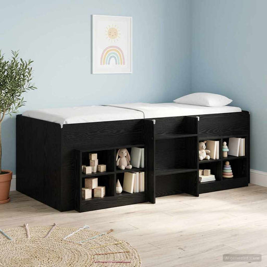 Letto Alto per Bambini Rovere Nero 98.5 x 200 cm | homemem39