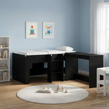 Letto Alto per Bambini Rovere Nero 163 x 101,1 x 68,5 cm