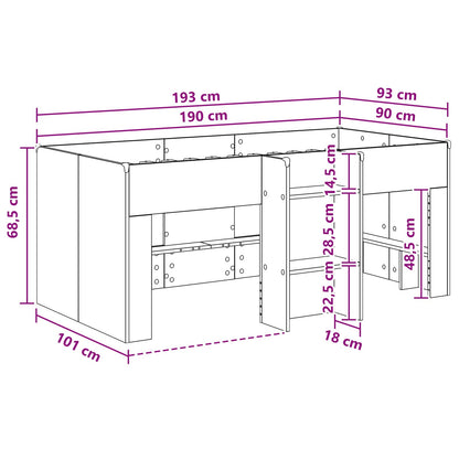 Letto Alto per Bambini Rovere Nero 90 x 190 cm | homemem39