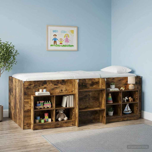 Letto Alto per Bambini Rovere Fumo 75 x 190 cm | homemem39